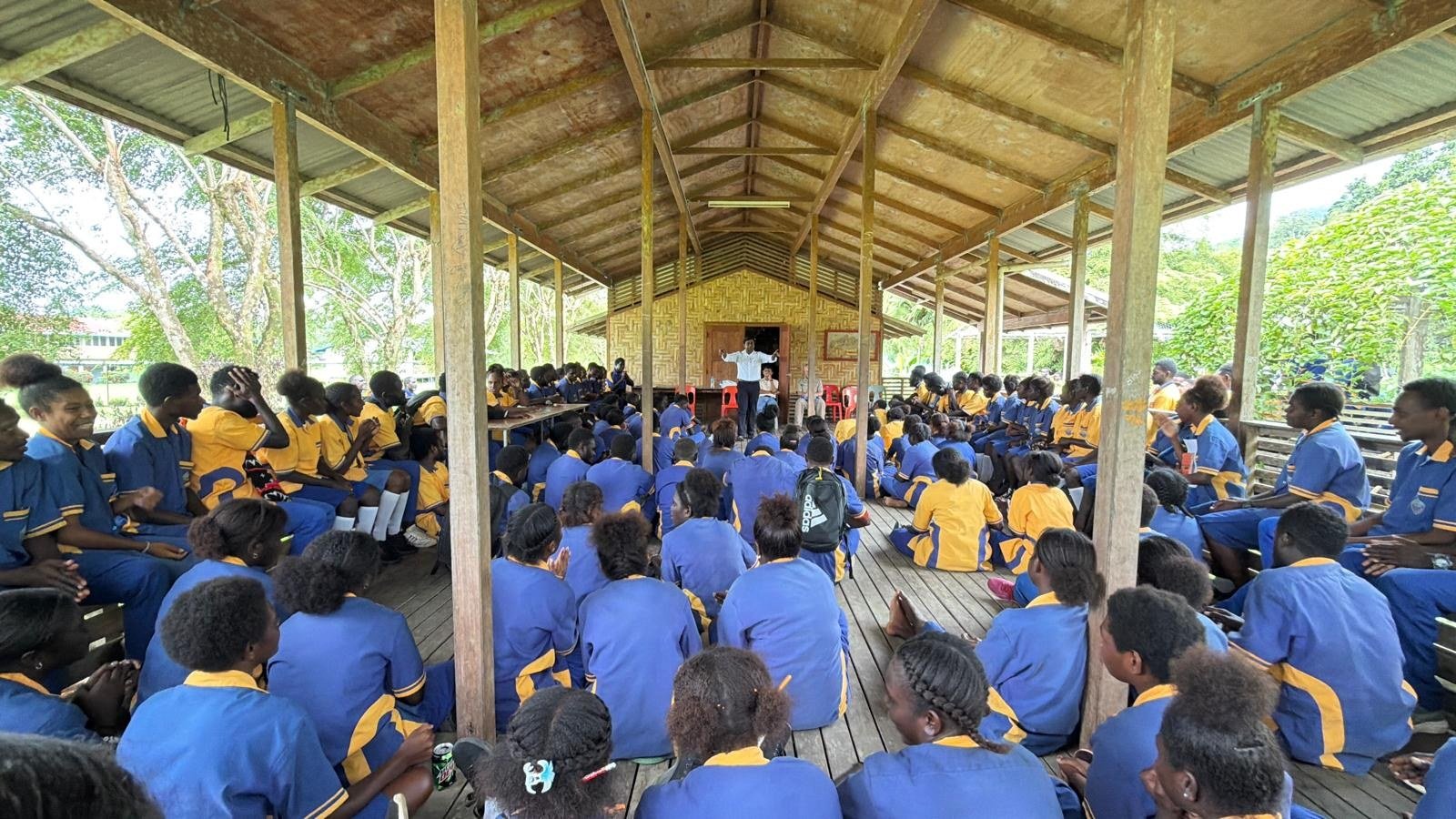 Students gathered for a Unity Champions session in Bougainville